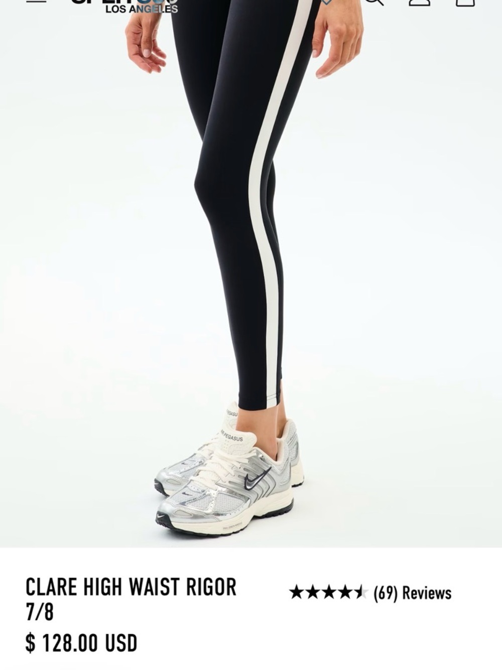 Splits59 Clare High Waist Rigor 7/8 Leggings in Black with White Side Stripe